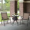 3 PCS Bistro Conversation Patio Pub Dining Set W/ 2 Folding Chairs & Glass Table 2