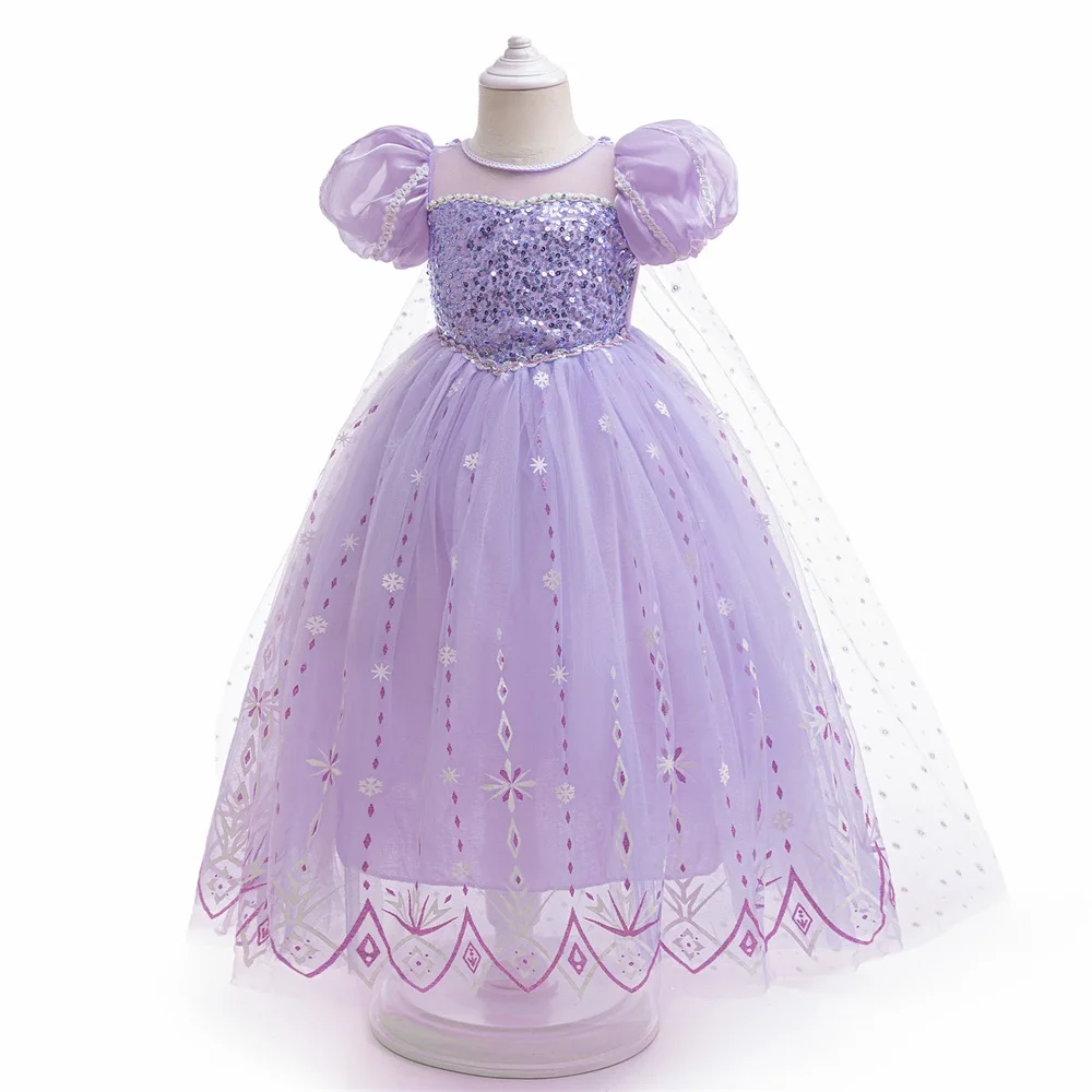 8 stücke neue junge Mädchen gefroren Elsa Party Kleid Mädchen 2024 Cosplay Prinzessin Kleid Kinder Schneeflocke Eis Mode Kleidung flauschige Kostüme – Detail 3