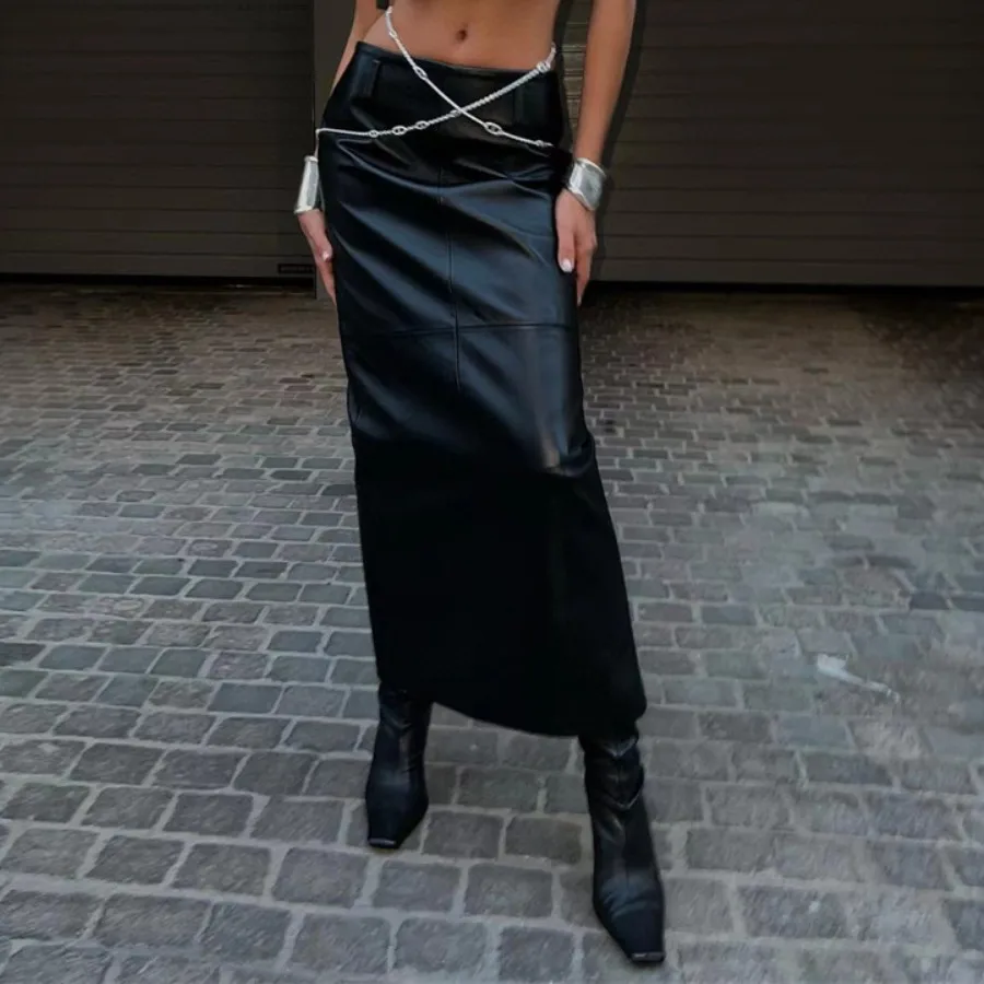 

Women's Leather Mid-Length Half Skirt 2023Autumn Women's Fashion Women's elegant dresses women's elegant dresses traf free belt