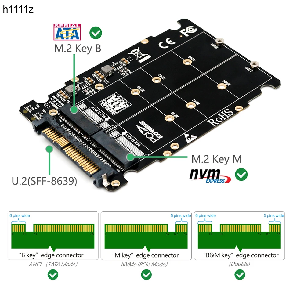 新しい M2 SSD アダプタコンバータ 2in1 M.2 NVMe / SATA バス NGFF