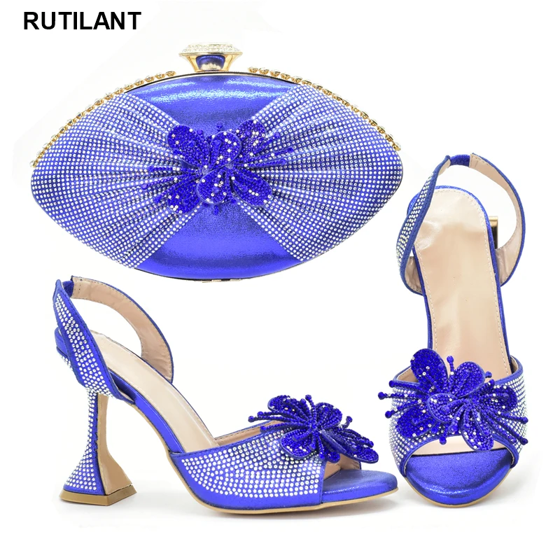 New Arrival Italian Ladies Shoe and Bag Set Decorated with Rhinestone