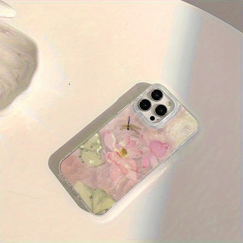Lotus Dragonfly Feather Texture Phone Case