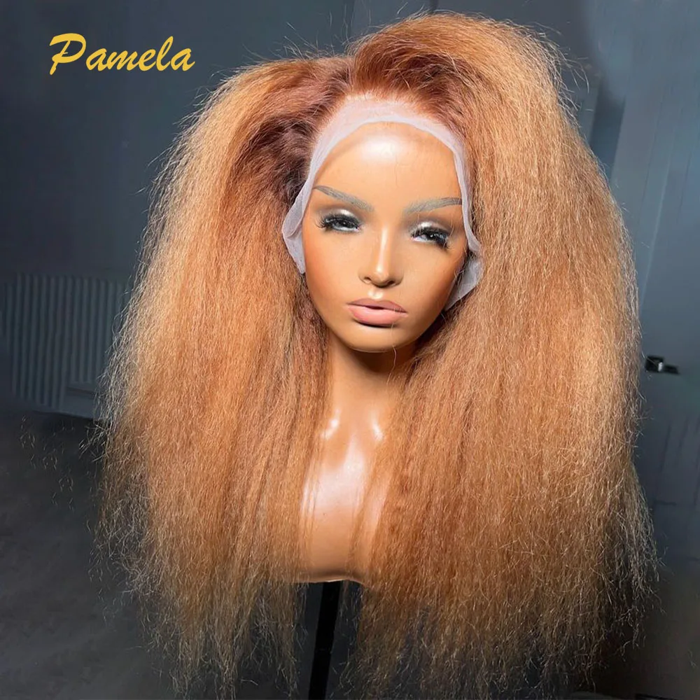 250 High Density Honey Blonde Kinky Straight 13X4 Lace Front Human