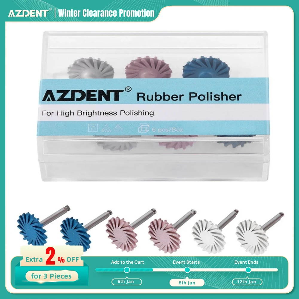 1Pc Azdent Dentale Gomma Lucidatore Disco Ruota Per