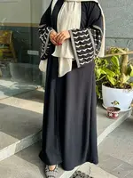 Abaya en lin avec broderie papillon pour femmes, caftan musulman modeste, kimono ouvert, manteau de luxe, vêtements islamiques, Dubaï, 2024 4