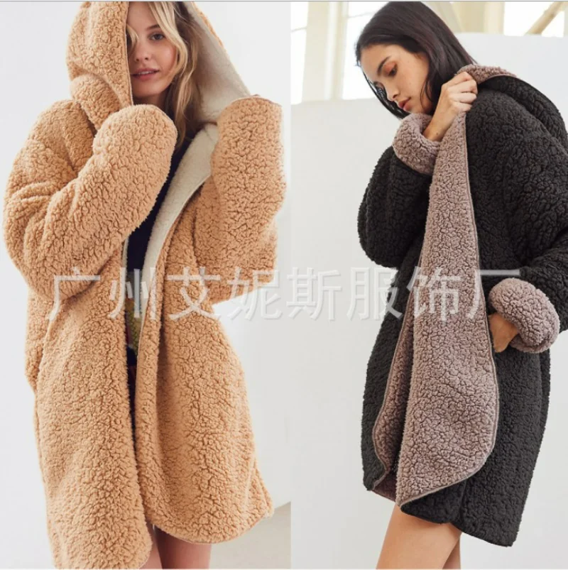 Manteau Chaud En Polaire à Capuche Pour Femme Avec Ours En