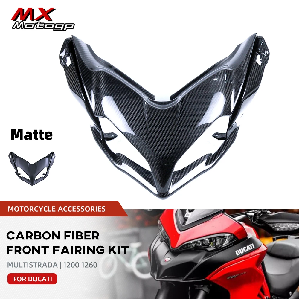 

Carbon Fiber Motorcycle Front Headlight Fairing Guard Protector For DUCATI Multistrada 950 1200 1200S 1260 Head Light Upper Cowl
