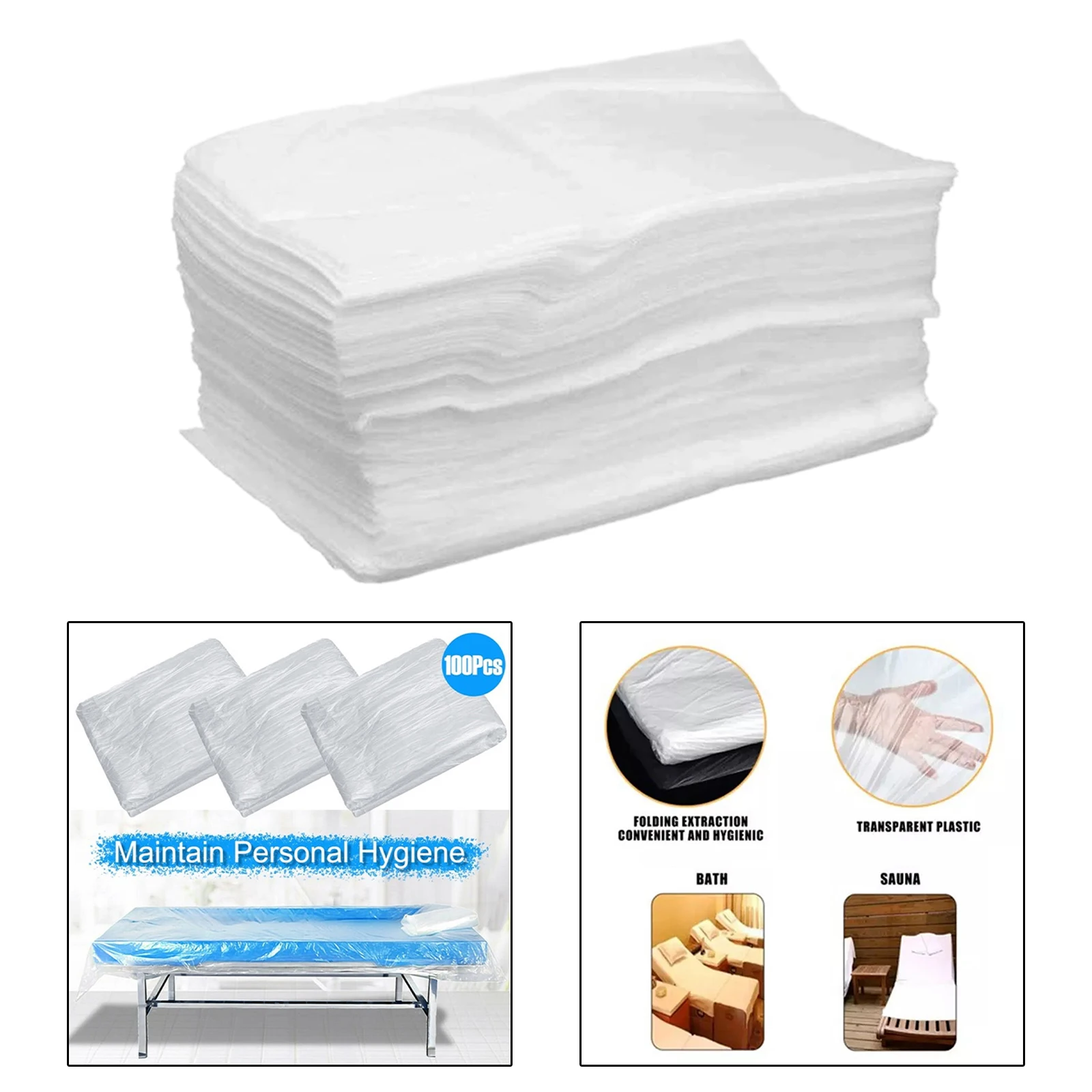 100x Disposable Massage Table Sheets Breathable Transparent SPA Bed Covers Protector Waxing for Beauty Salon Hotels Esthetician 3