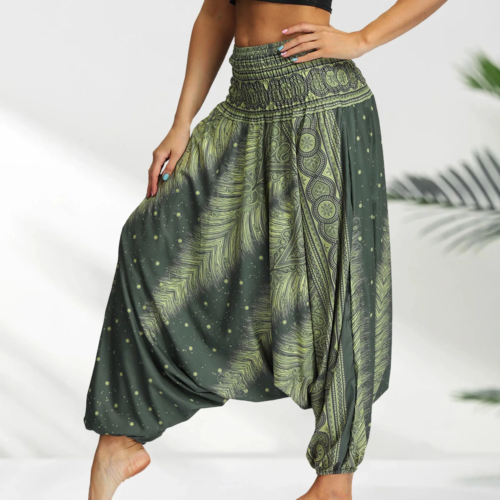 

Comfortable Casual Yoga Sweatpants Ladies' Printed Summer Breathable Leisure Trousers With Pockets