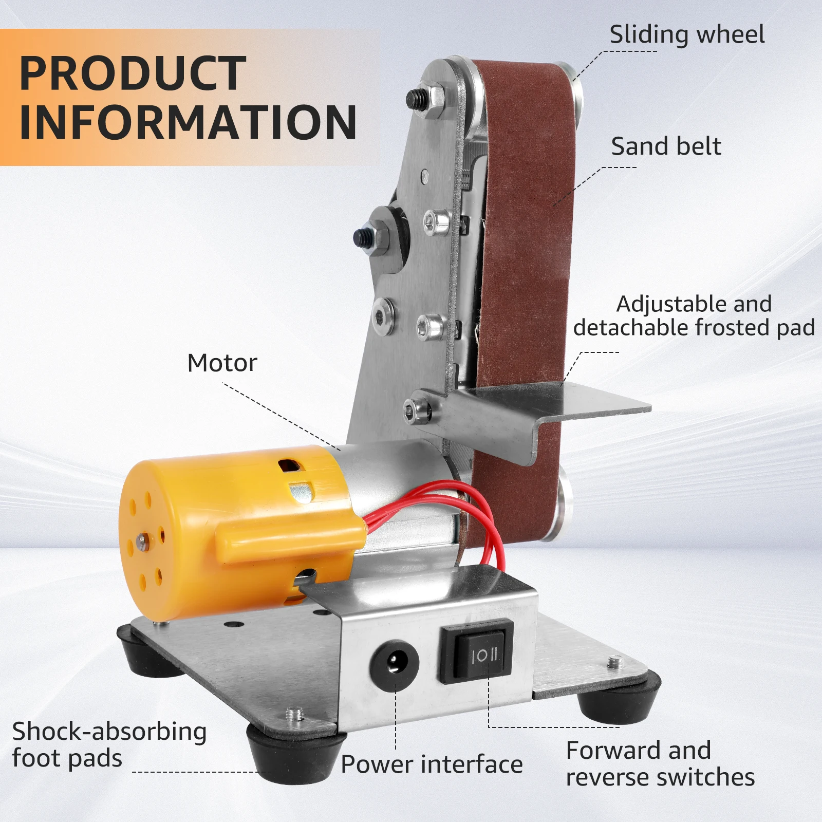 Belt Sander Grinding Machine Adjustable 7 Speed Sharpening Machine with 120-1000 Grit Sandbelt Multifunctional Polisher Tool Set electric grinder electric sander belt sander