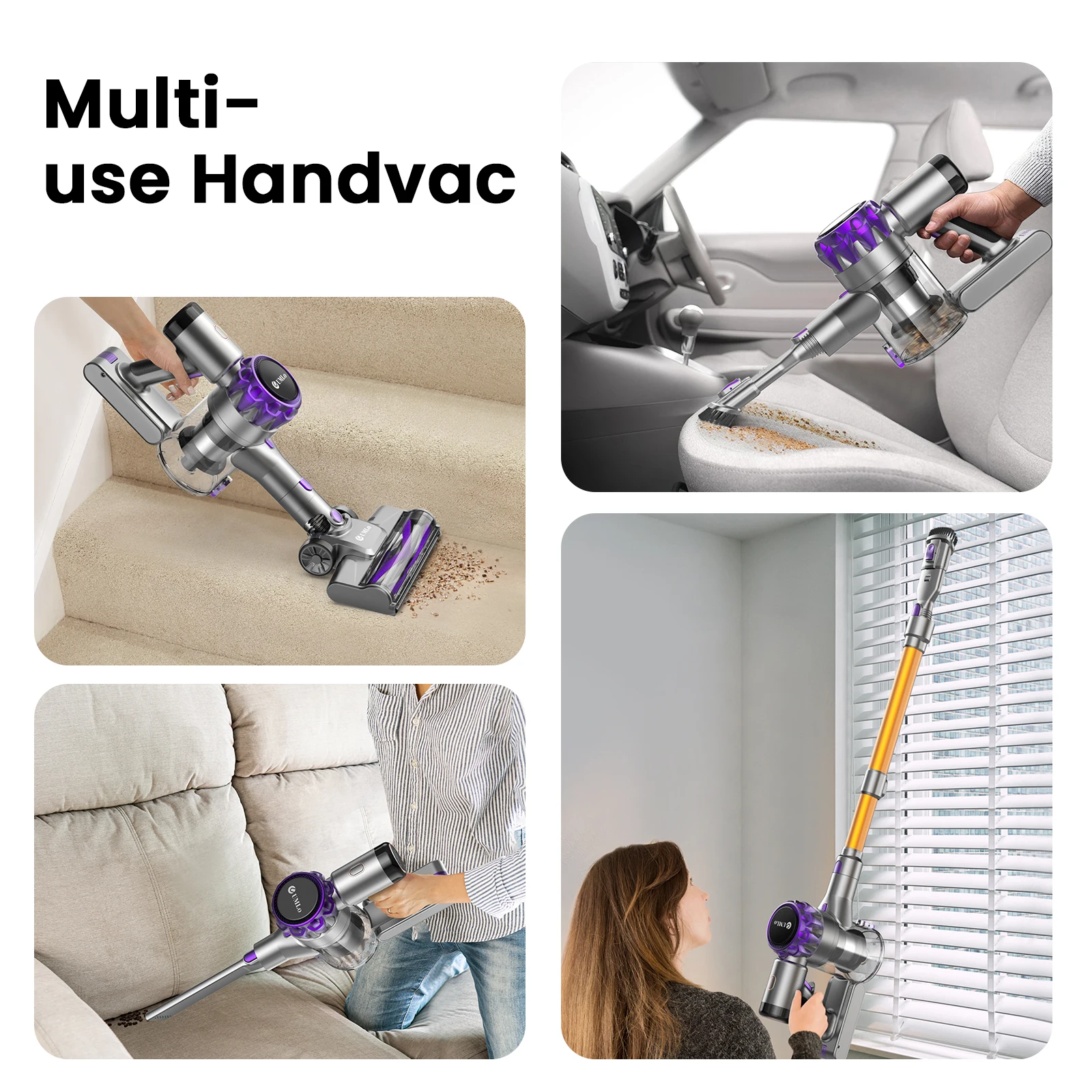 YISORA Cordless Vacuum Cleaner, 28Kpa 55Mins Running Time Wireless Vacuum Cleaner with Touchscreen for Pet Hair, Carpet 4
