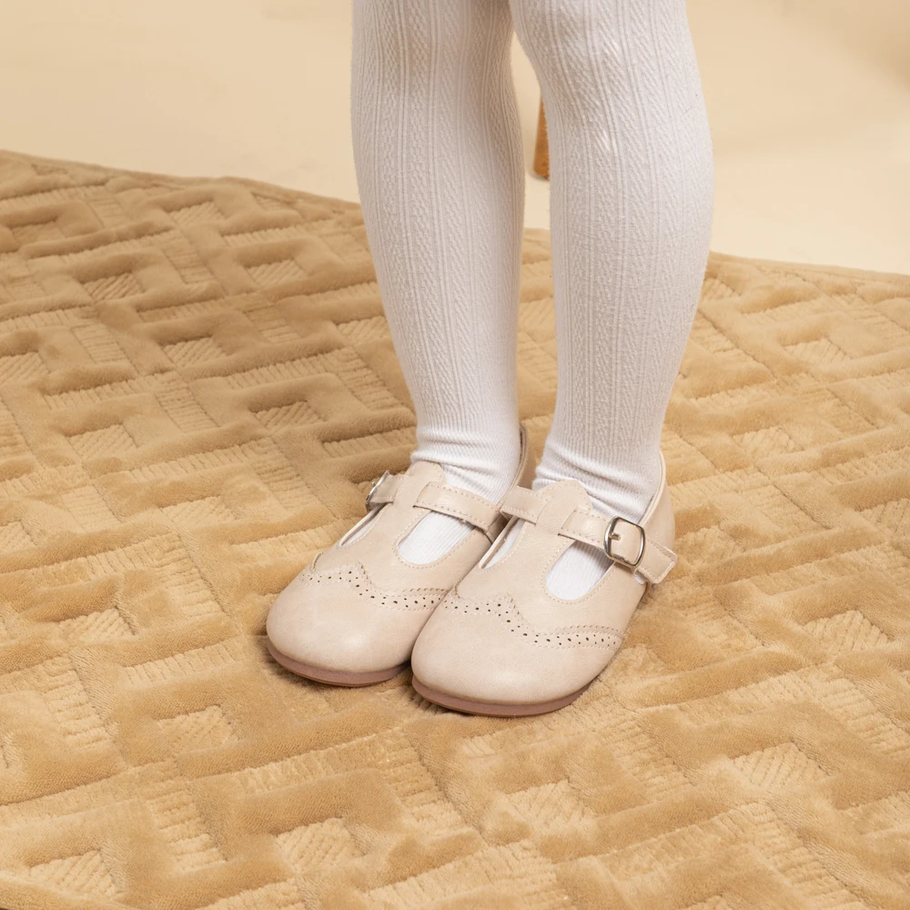Mädchen T-Riemen Brogue Mary Jane Ballerinas Kleinkinder Einzelriemen Schuluniform Schuhe – Detail 5