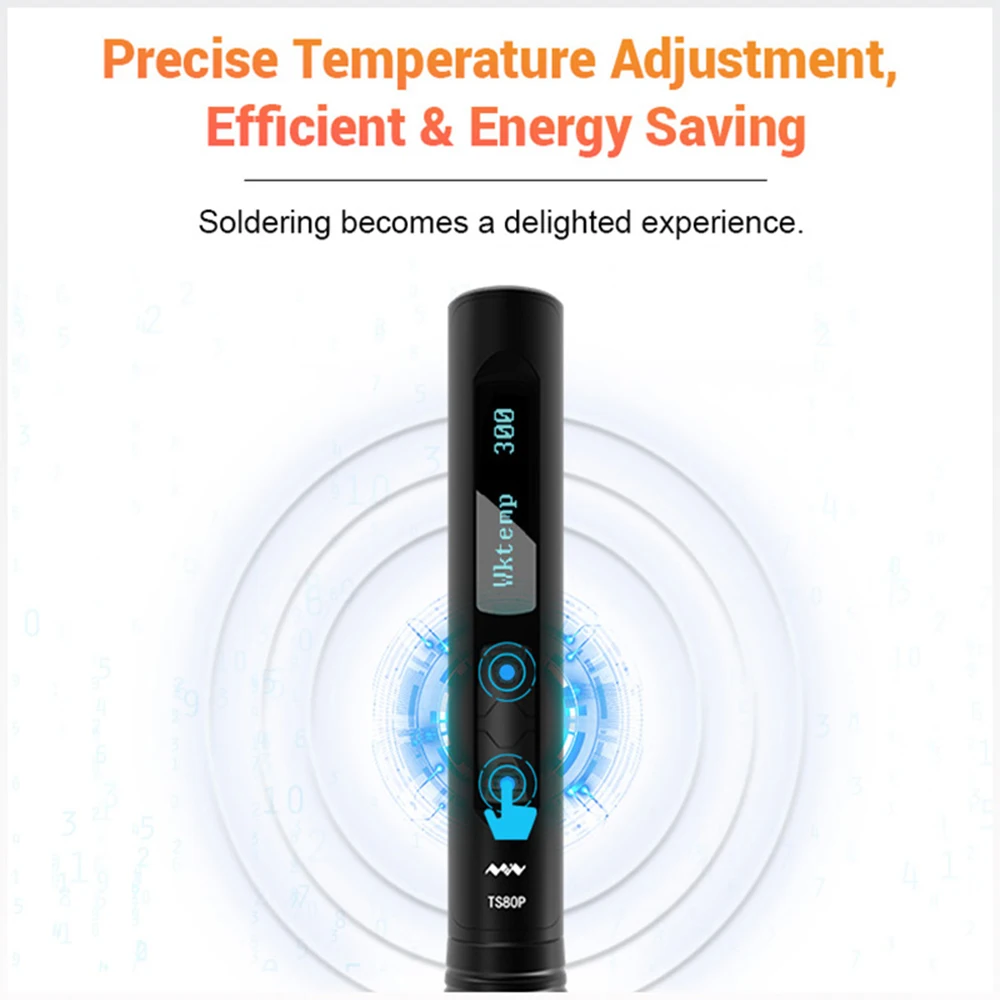 TS80P Smart Soldering Iron OLED Screen full body CNC Aluminum alloy casing TS80 Upgrade version With TS-B02 Audio tips tools 3