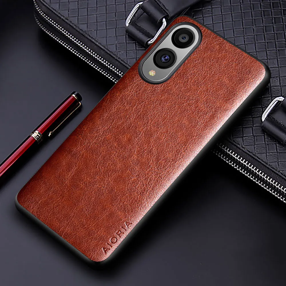 Luxury Leather Business Phone Case - Solid Color Soft & Hard Protective Cover