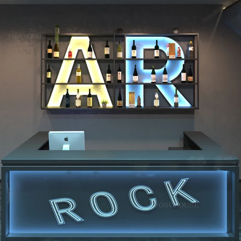 Luminous Letters Bar Wine Cabinet Bar Furniture Wall-mounted Wine Rack Cabinet Industrial Style Iron Art Display Showcase