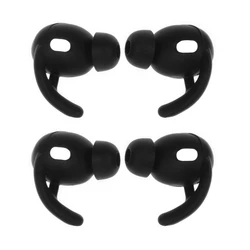 Ultra - Comfort Soft Silicone Ear Tips with Ear Hooks - 2 Pairs (Black)