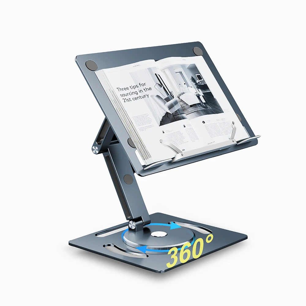 OATSBASF Adjustable Book Stand - Foldable Holder For Books, Tablets, Laptops & Cooking - Multi-Angle, Height-Adjustable (Silver) - View #2