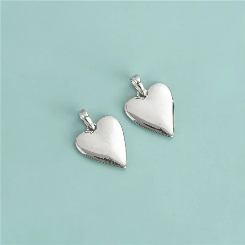 TrustDavis Real 925 Sterling Silver Sweet Romantic Glossy Heart Charm Pendant Handmade DIY Necklace Accessories Jewelry DZ704 pendant necklace silver necklace silver pendant silver necklace charms