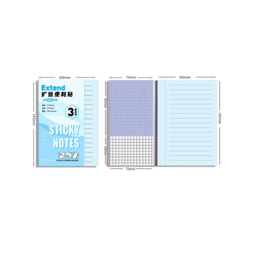 Versatile 3-in-1 Self-Adhesive Memo Pads with Lined, Dotted, and Grid Options