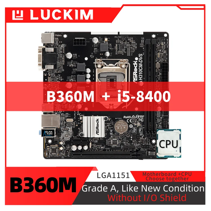 Refurbished B360M Motherboard LGA1151 i58400 Set Kit with Processor