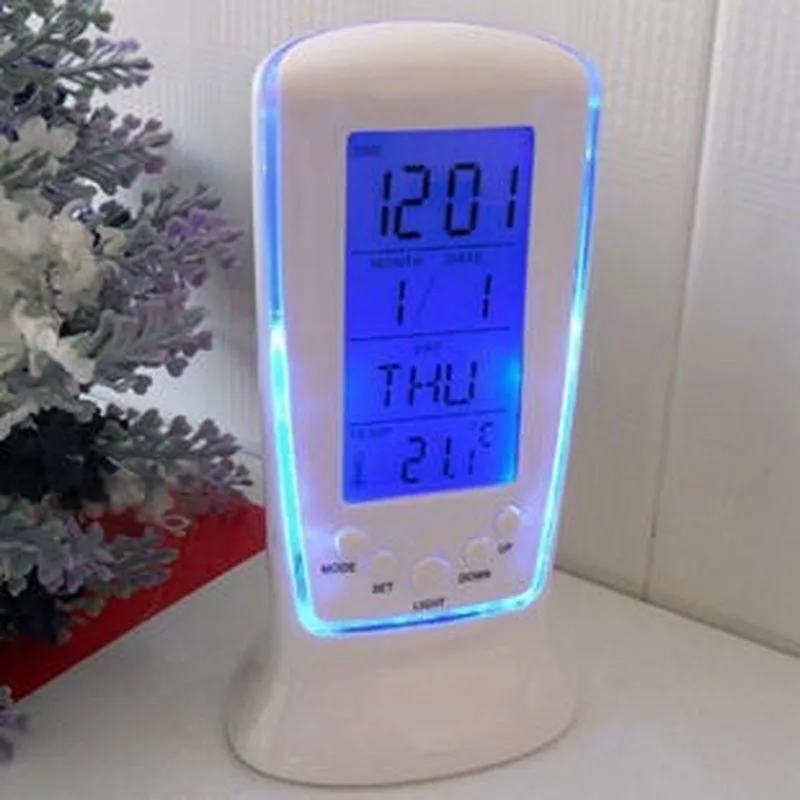 Digital LED Display Backlight Desk Table Alarm Clock Snooze ThermometersCalendar 