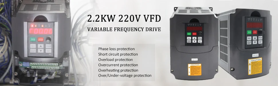 POWACE 2.2KW ER20 CNC Air Cooled Spindle Motor Square For Woodworking Router Engraving Milling Machine
