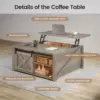 31.5" Lift Top Coffee Table with Storage, Square Coffee Table for Living Room, Coffee Table with Large Hidden Storage Compartmen 3