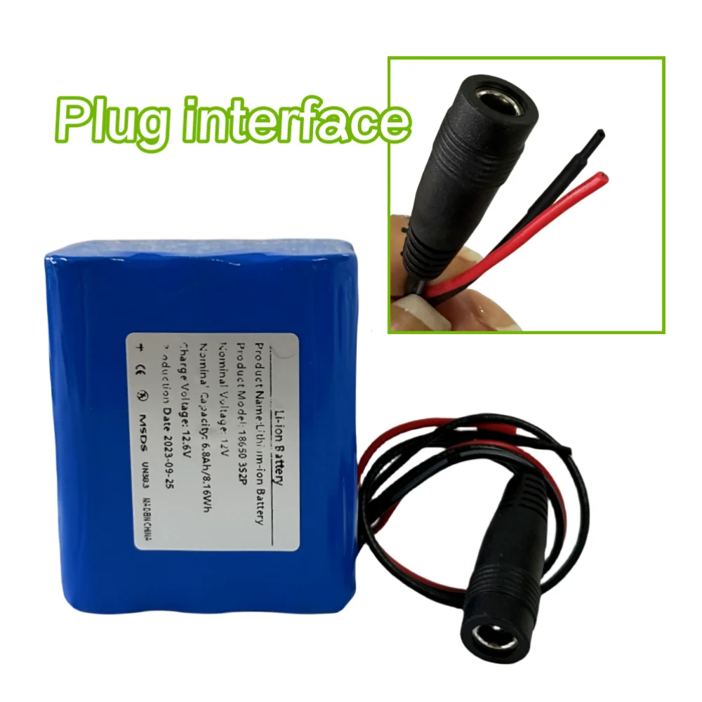 18650 3S2P 12V 6800mAh Rechargeable Lithium-ion Battery Pack 12.6V Charging Battery + charger