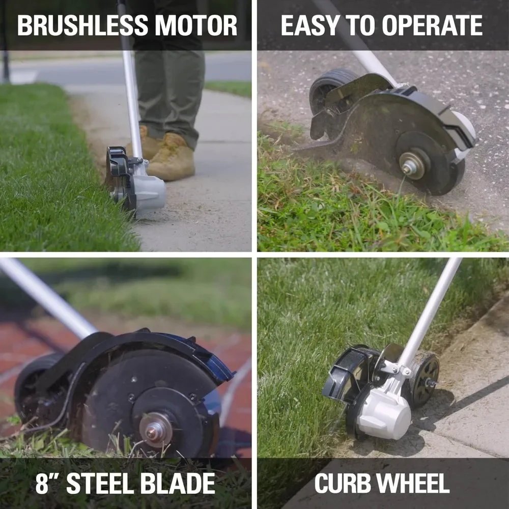 40V 8" Brushless Edger, 4.0Ah Battery and Charger Included Suitable for Courtyard Garden Green