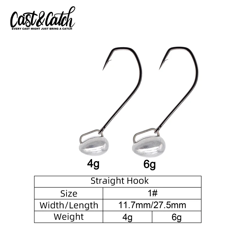 캐스트 & 캐치 5Pcs 무료 드롭 리그 후크 낚시 미끼 리드 후크 소프트 웜 소프트 미끼 무료 스윙베이스 방지 교수형 후크