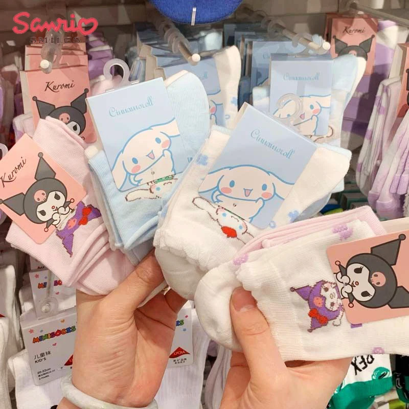 

Милые аниме Sanrio чулки средней длины Cinnamoroll Kuromi милые летние тонкие удобные носки для девочек