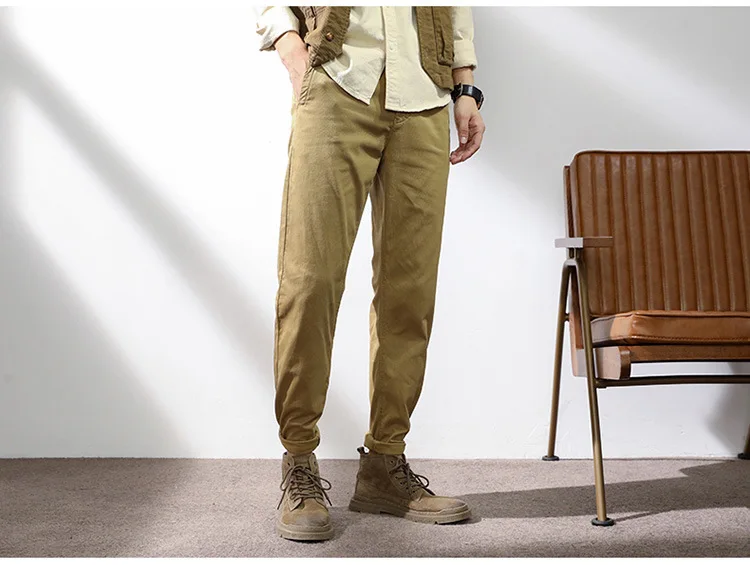 Mens Spring Winter Casual Pants Summer Wild Loose Sports Male Overalls Zipper Mid-Rise Cotton Street Clothing Straight Trousers casual cargo pants