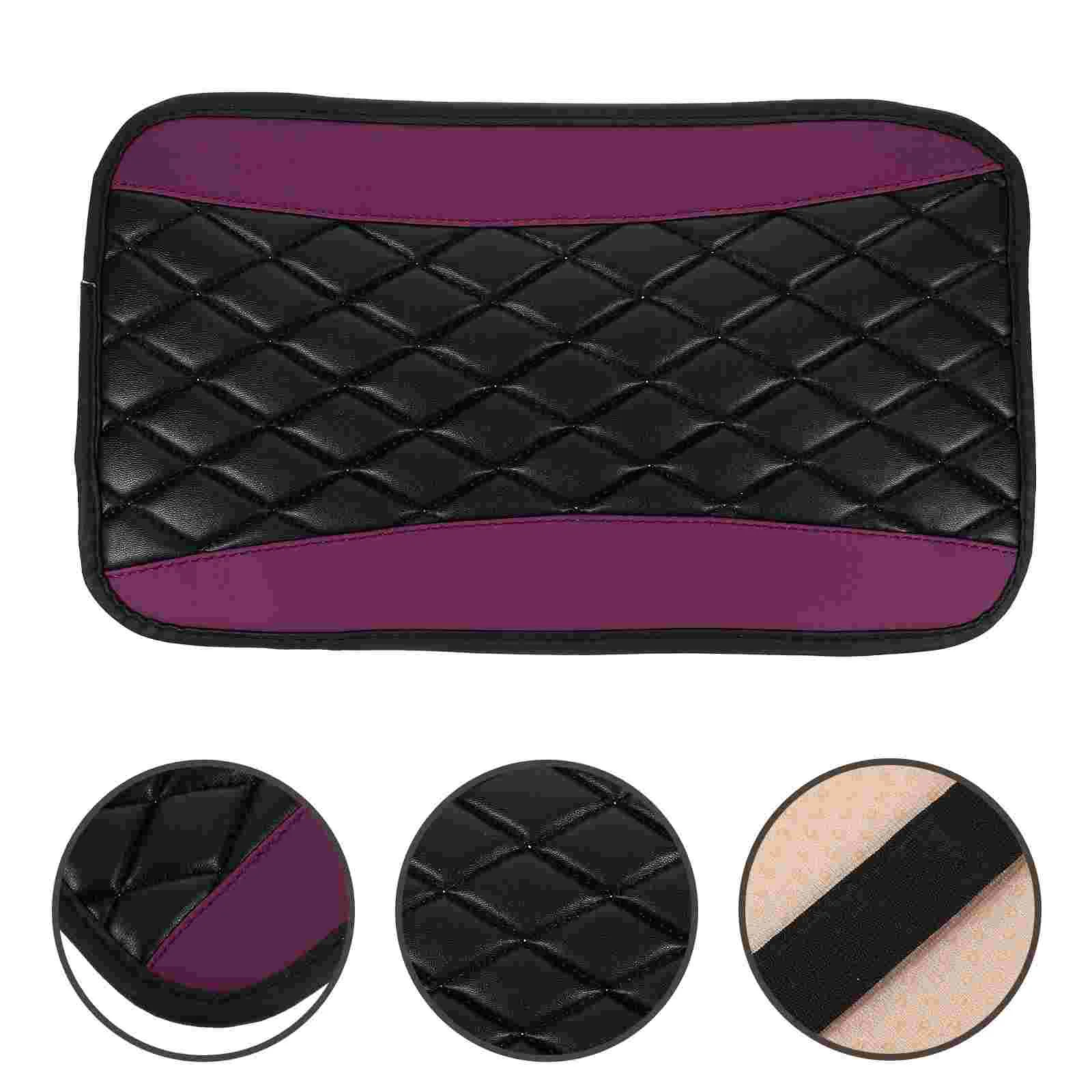 

Four-season Universal Armrest Box Cover PU Embroidered Three-dimensional Non-slip Central Black Cushion Car Cars Pads