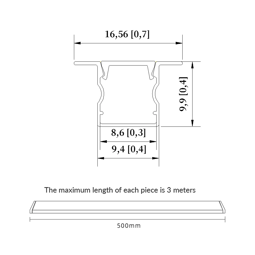 Description Picture 2 of item10*10mm 5pcs 0.5m Superior LED Aluminum Profile Strip Light for Embedded Installation in Cabinets and Wardrobes