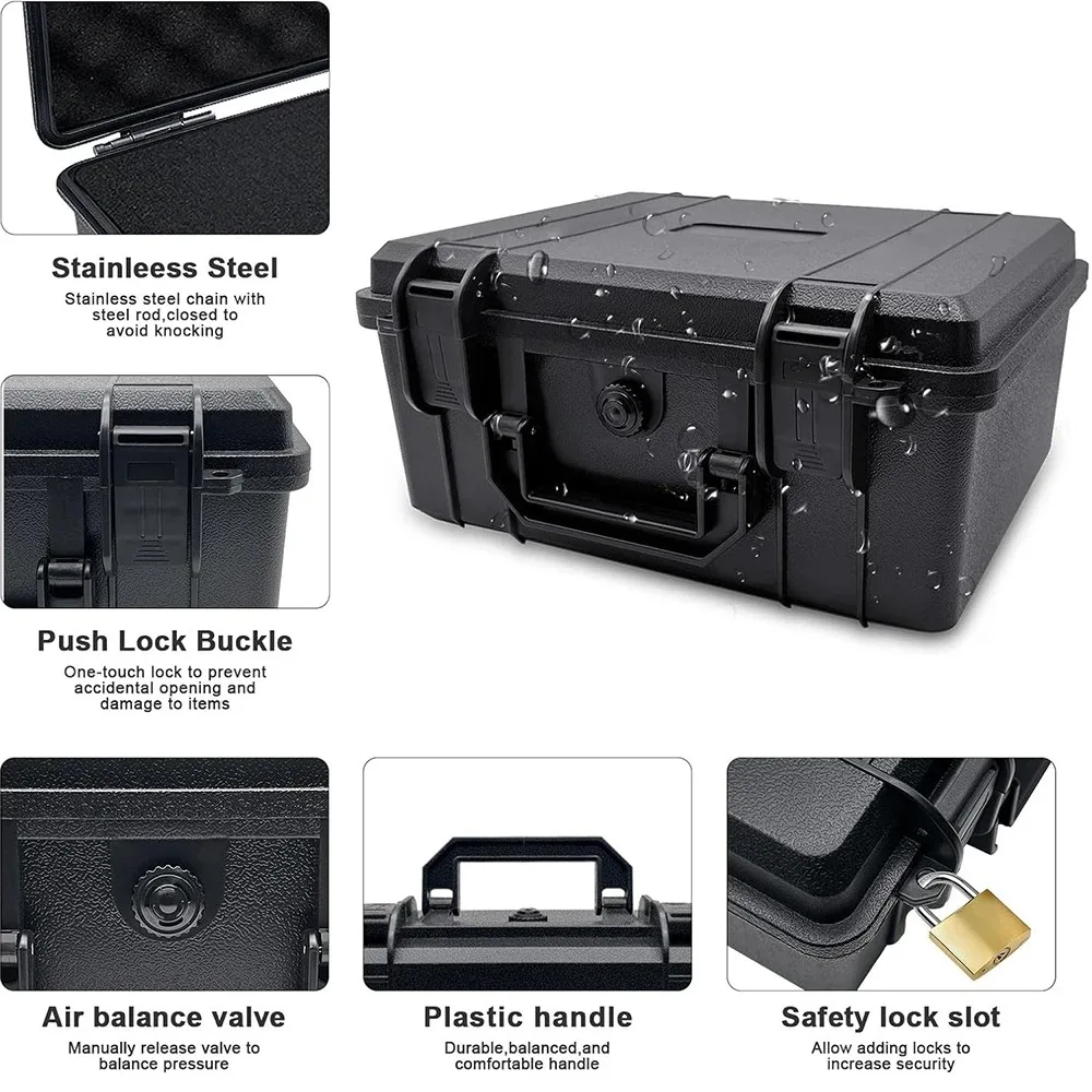 공구함 안전 방수 대형 하드 케이스 공구함 견고한 공구 가방 플라스틱 충격 방지 케이스 내충격성 케이스