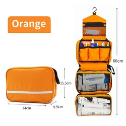 Large Capacity Waterproof Hanging Toiletry Bag - Sturdy Travel Cosmetic Organizer (Orange)
