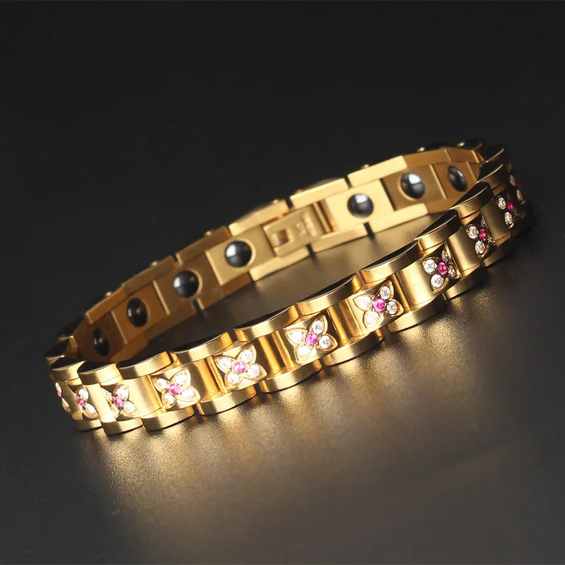 

99.999% Pure Germanium Bracelet for Women Korea Popular Stainless Steel Health Magnetic Germanium Energy Couple Jewelry