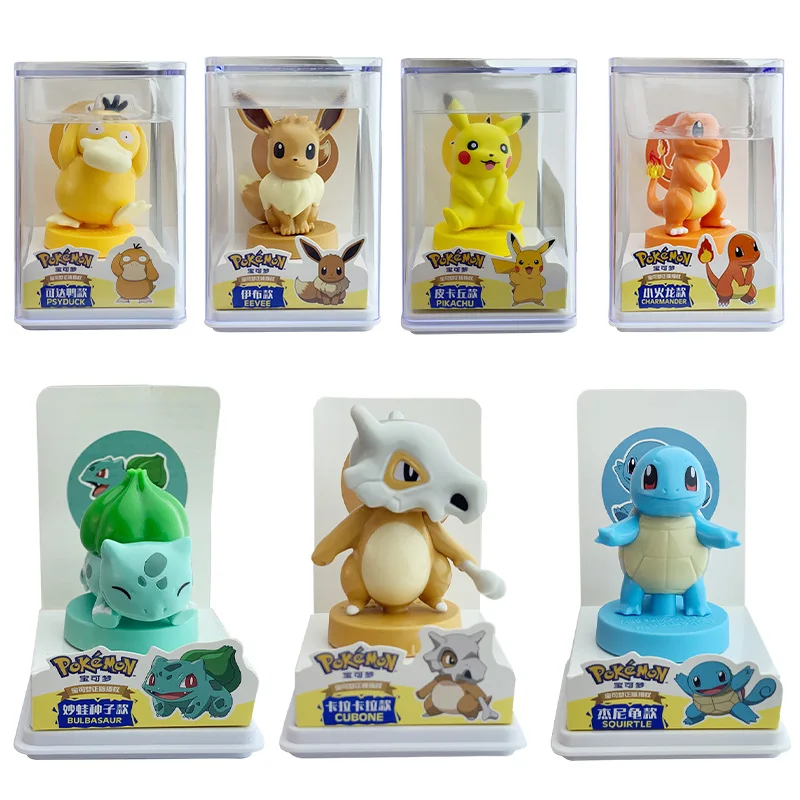 Pokemon Stamp Doll Anime Figure Pikachu Seal Squirtle Psyduck Collection Modello Pocket Monster Elf Toy Set Bambini Regali Per Bambini