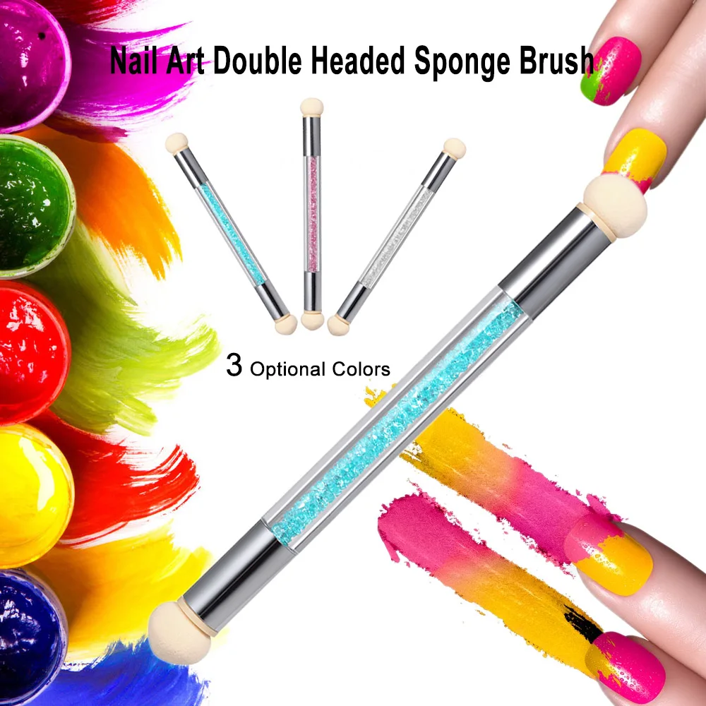 Nail Art gradient Sponge Brush Double-ended Nail Art Brush Acrylic Nail Gradient Shading Pen Nail Powder Brush Manicure Tools