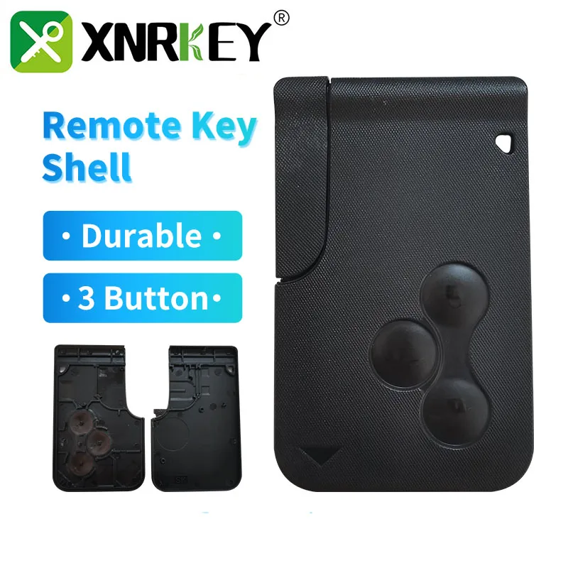 XNRKEY 3 Button Smart Card Remote Key Shell with Blade for Renault Megane Replacement Car Key Case Cover Without Logo