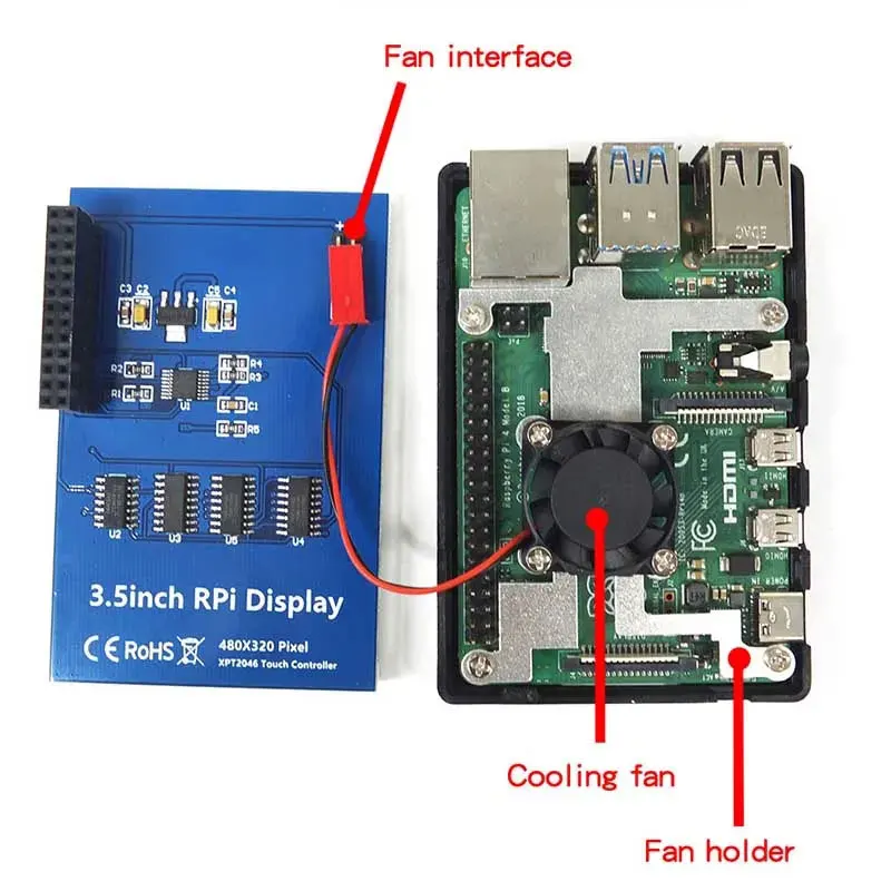 Raspberry Pi 4 Model B 8 / 4 / 2 / 1GB + 3.5 Inch Touch Screen + Case + Fan + Power Supply + 32 64 128 GB TF Card for Pi 4