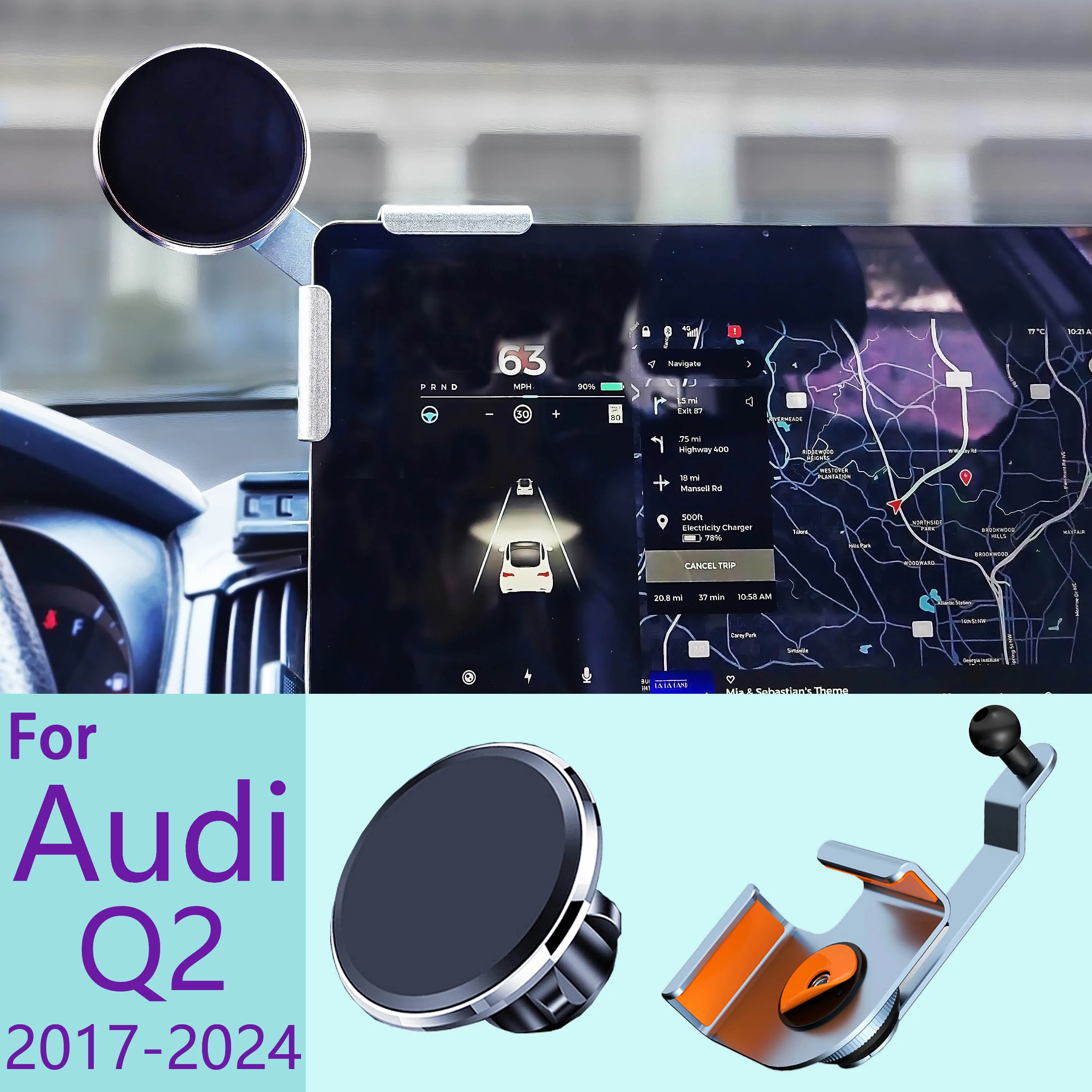 

Специальный автомобильный держатель для телефона для Audi Q2 2017 2018-2024, дисплей, экран, фиксированная база, магнитная всасывающая подставка, магнитное крепление для сотового телефона