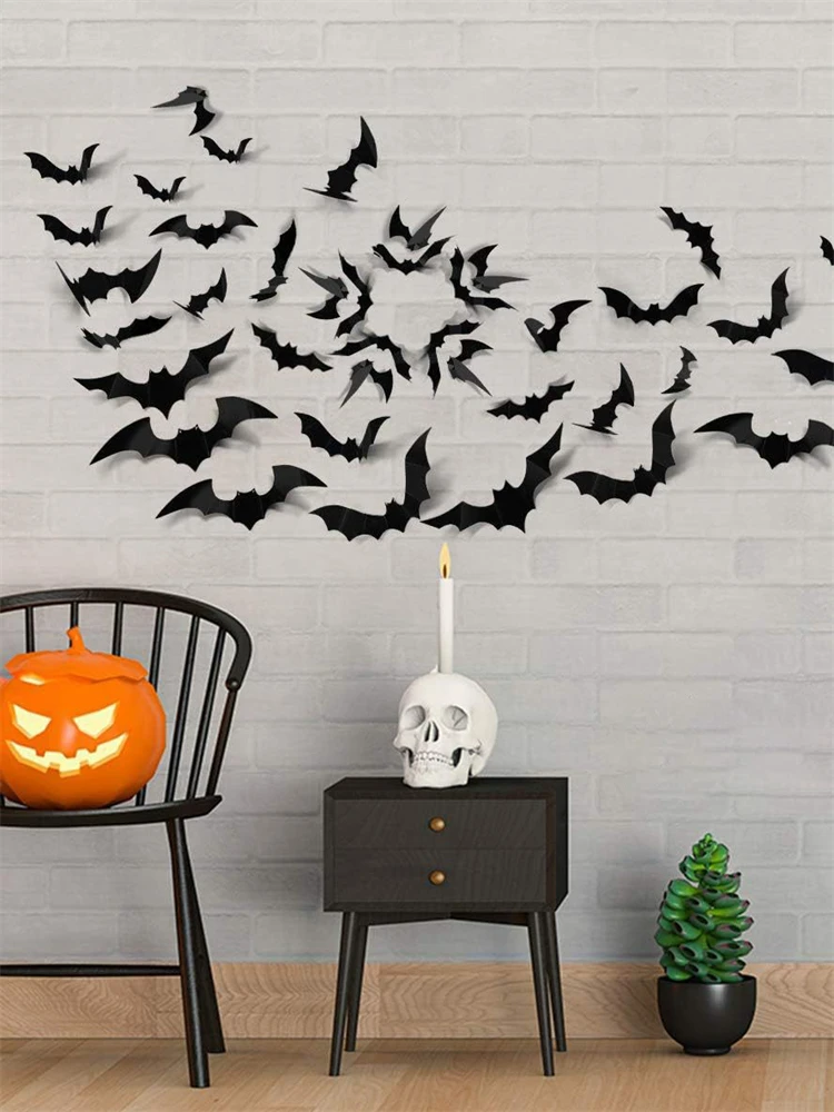 Halloween Decoration 3D Black PVC Bat Halloween Party DIY Decor Wall Sticker Bar Room Party Scary Decos Props