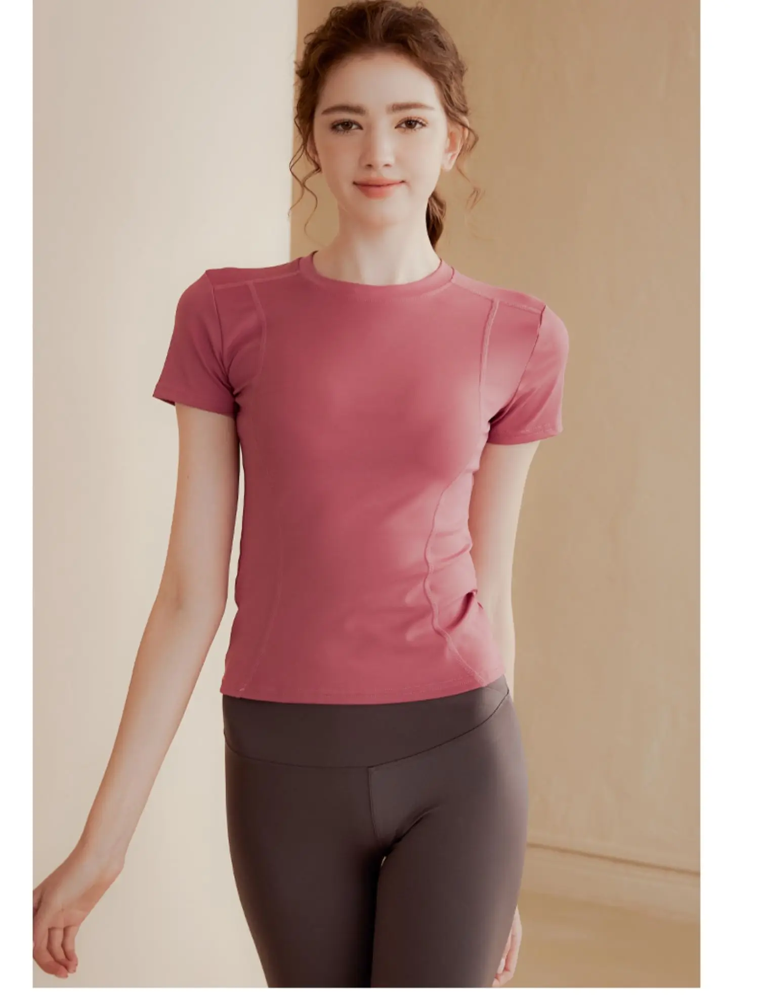 Sports T Shirt GymHUB Sports Short Sleeved Yoga Quick Drying Running Slimming Waist Tightening Fitness Top Training T-shirt