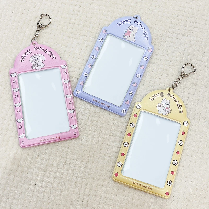 INS Photocard Holder With Keychain Idol Photo Protector ID Card Protective Case Girls Bus Card Sleeve School Stationery card holder,credit card holder,photo album,photo card holder,card protector,idol card protector,idol card book,desk card holder,postcard holder,photo card binder