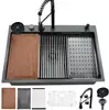 33   Drop In Kitchen Sink with Faucet Combo, 33x22 Inch Drop In Waterfall Kitchen Sink Workstation 16 Gauge S 1