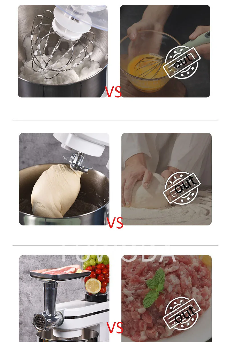110V 220V Multi-Functional Dough Cream Whipper 5-in-1 Home Commercial Fully Automatic Juicer Dough Kneading Machine Mixer