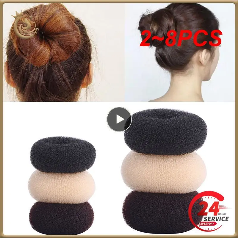 

2~8PCS Colors Donut Hair Bun Flower Bud Head Ball Head Braided Hair Tool Multi-Size Plate Hair Hair Accessories