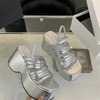 2024 new Beach Fashion Water proof Roman Sandals Women's Chunky Heels Fashion High Heeled Slippers Slope heel Casual Sandalias - Image 4