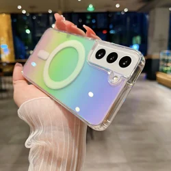 Gradient Laser Rainbow Bling Fashion Magnetic Phone Case - Galaxy S23 Ultra (Colorful)